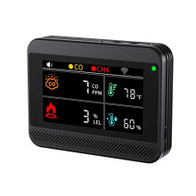 Indoor Air Quality Monitor with Alarms,4 in 1 CH4 Gas/CO /Temperature/Humidity Tester for Home Cars Plants Pets