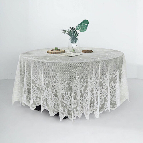 Ivory Lace Round Tablecloth 108 in 1