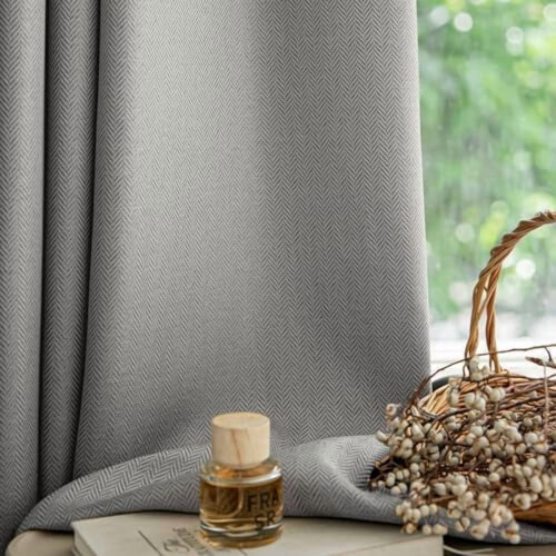 Perdele Herringbone, 50x96in, gri deschis, 2 panouri 1