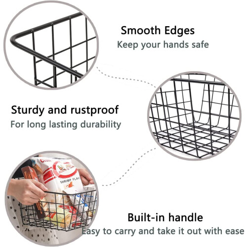 4 Black Metal Wire Storage Baskets 2