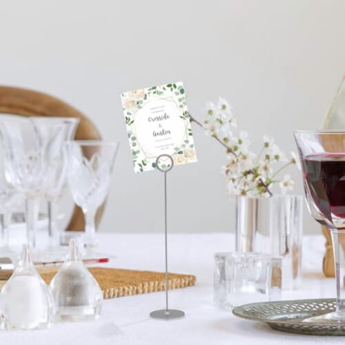 12" Steel Table Number Holders – 16 Pack, Matte Silver 2