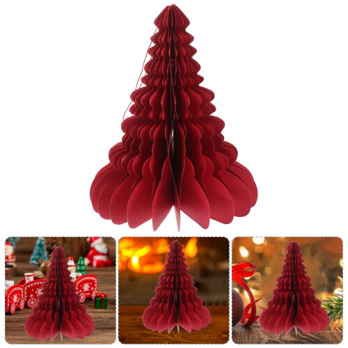 Red Paper Honeycomb Christmas Tree Decoration 1