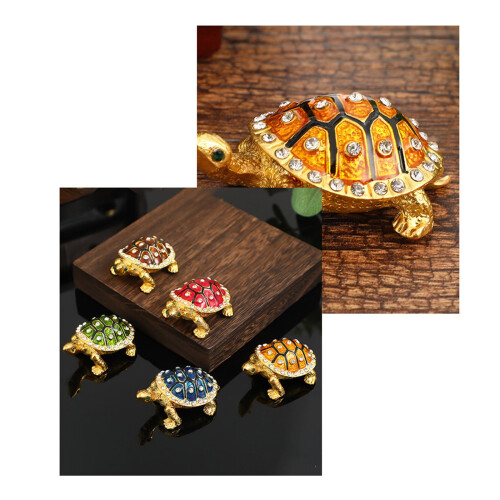 Turtle-Shaped Alloy Jewelry Box – Compact Ring & Earring 2