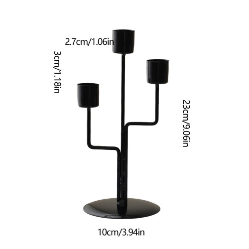 Suporte de metal para vela, preto, 23 x 10 cm (9,06 x 3,94 polegadas) 2
