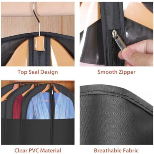 Hanging Garment Bag with Window, 40", Polyester, 6-Pack 2