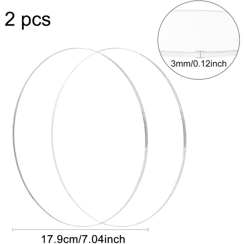 2 folhas redondas de acrílico transparente de 7 polegadas (3 mm) 1