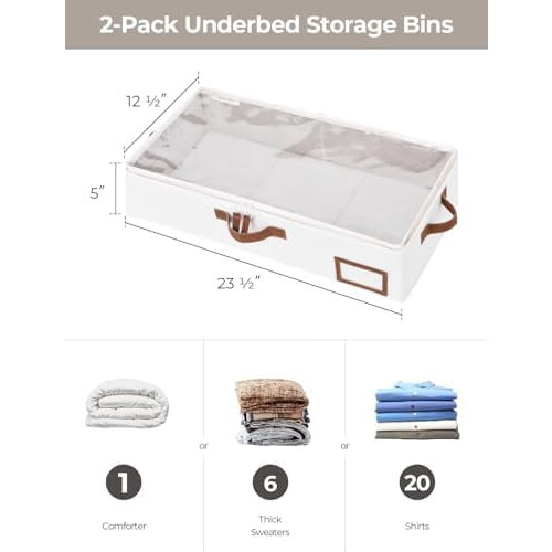 Contenitore sotto il letto con coperchio trasparente e maniglie. 1