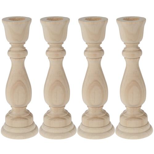 Unfinished Wooden Candlestick Holder – 17cm 2