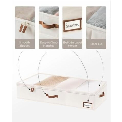 Contenitore sotto il letto con coperchio trasparente e maniglie. 2