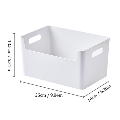 White PP Storage Bins with Handles 9.8" x 6.3" x 5.3" 1