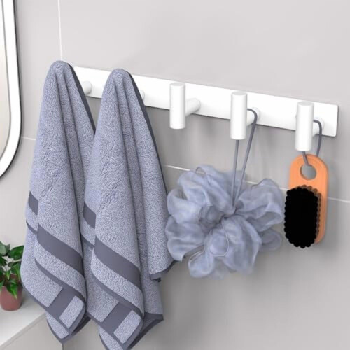 Perchero de pared blanco en forma de T con 5 ganchos 1