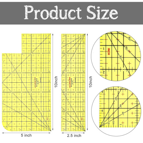 2 righelli da cucito resistenti al calore, 10x2,5 e 10x5 pollici 1