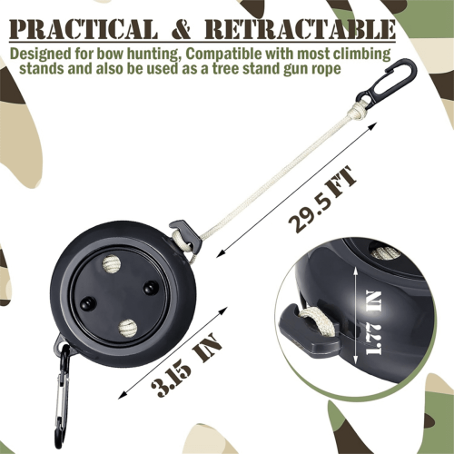 Tree Stand Gear Hoist 29.5 Ft Retractable Black 2 Pcs 2