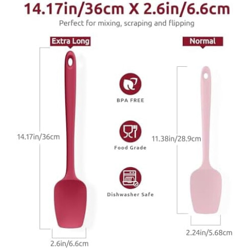 14" Heat-Resistant Silicone Spoonula, 600F, Non-Stick 1