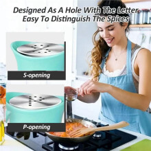 Juego de Saleros y Pimenteros, Frascos de Vidrio con Tapa de Acero Inoxidable para Cocina, Diseño Rellenable.