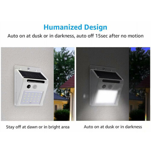 2 Pack Solar Motion Sensor Lights, 20-LED IP65 Outdoor 1