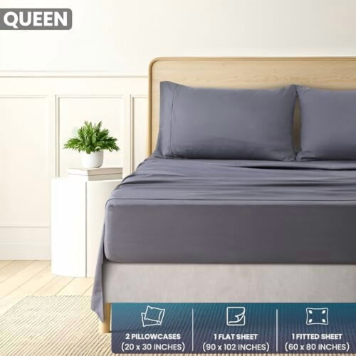 Queen Bed Sheet Set - Brushed Microfiber, 4-Piece, Deep 1