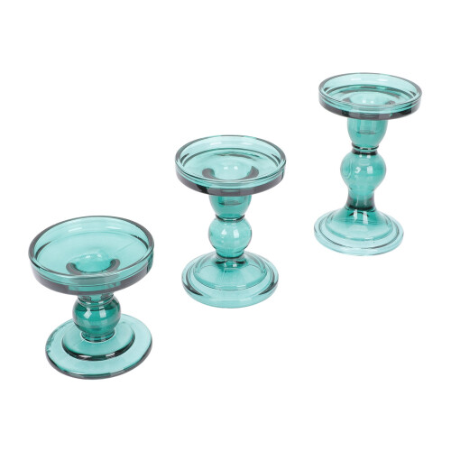 3-Piece Coloured Glass Taper Candle Holders 2