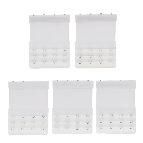 Set extensii spate sutien alb, pachet de 5 cârlige din alamă 1