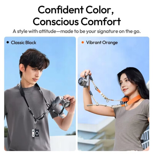 YF01 Y-Flex Strap Camera/Phone Shoulder Strap Wrist Strap with Type-C Data Transfer Cable for Outdoor Photography Black 1