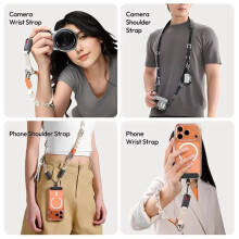 YF01 Y-Flex Kamera-/Handy-Schultergurt mit USB-C-Datenübertragungskabel für Outdoor-Fotografie, Orange