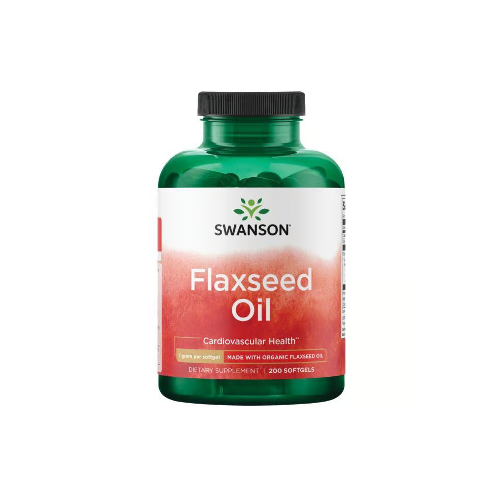 iHerb UK - Swanson Vitamins , Flaxseed Oil, 1 G, 200 Softgels - Image 2