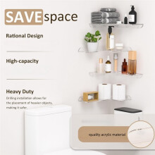 8x11.8 Inch Clear Corner Shelf Wall Mount Set of 2, Acrylic Corner Floating Shelves, Wall Organizer Shelf for Bathroom