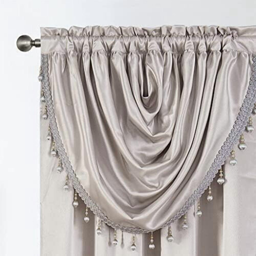 Grey Window Panel with Attached Valance 42 x 84 in 1
