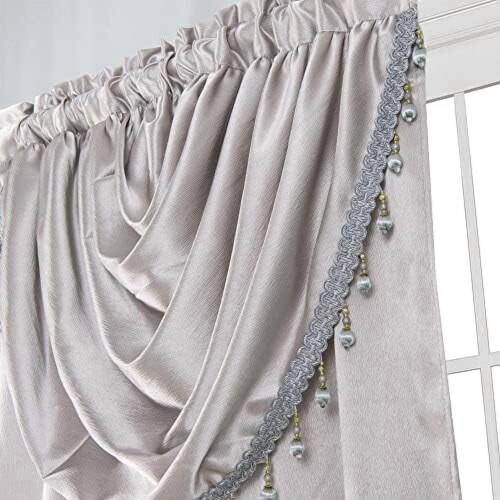 Grey Window Panel with Attached Valance 42 x 84 in 2