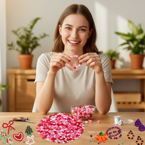 Plastic Pony Beads Multi-Color 1200 Pcs 1
