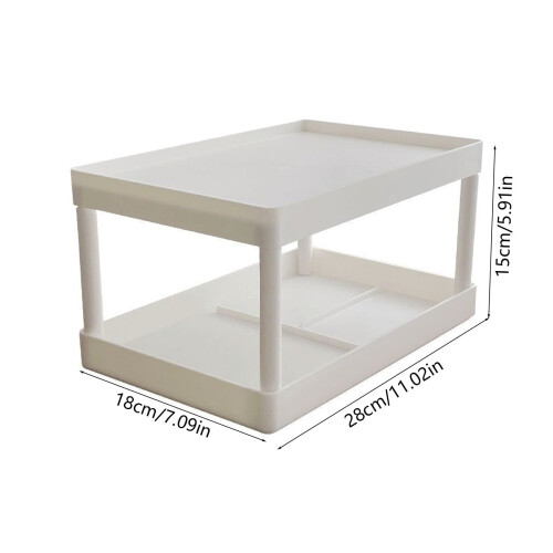 2-Tier Desktop Storage Shelf, White Plastic, 28x18x15cm 2
