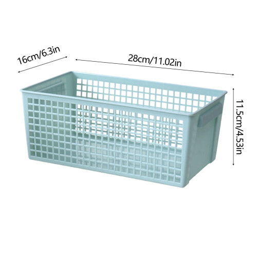 Plastic Storage Baskets Light Green/White Grid Pattern Basket Hand-Held Display Clear Bottles Inside Kitchen Bathroom Utility Organizer 2