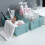 Plastic Storage Baskets Light Green/White Grid Pattern Basket Hand-Held Display Clear Bottles Inside Kitchen Bathroom Utility Organizer 5