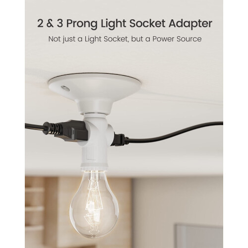 Adaptor priză E26 cu 2 prize și bec 2