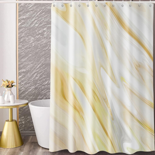 Yellow Marble Shower Curtain 72 x 72 in Polyester 1