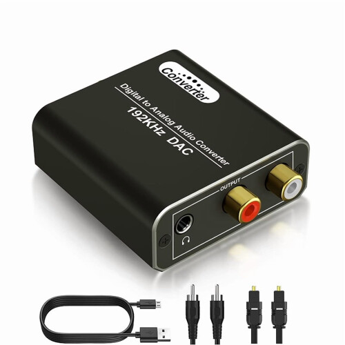 192kHz DAC-lydkonverter – Optisk/koaksial til RCA & 1