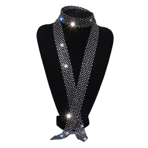 Herreslips med strass – justerbart, uthult, svart 2