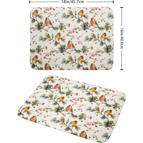 Bird Print Dish Drying Mat 16x18 in Absorbent Reversible 1