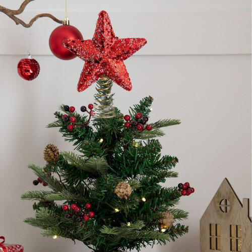 Plastic Christmas Tree Topper Star Red Gold White 1