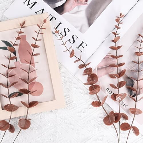 36 Pcs Artificial Eucalyptus Stems, 15 Inch, Dark Brown 1