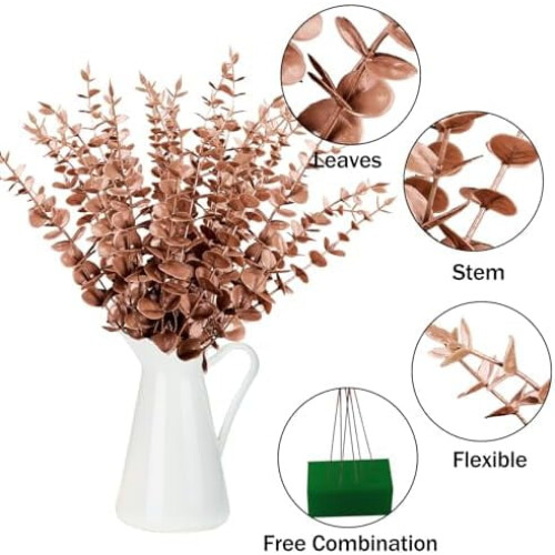 36 Pcs Artificial Eucalyptus Stems, 15 Inch, Dark Brown 2