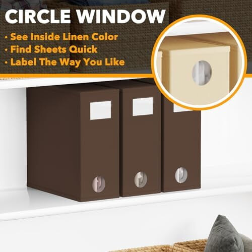 Foldable Sheet Organiser with Circle Window – Beige, 8 2