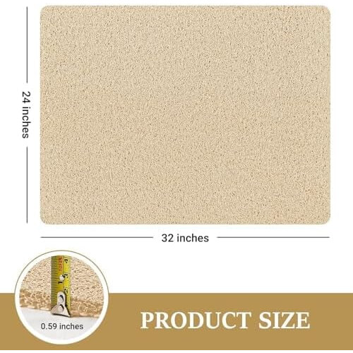 Tapete de Banho Antiderrapante de PVC com Bucha Vegetal 24x32 Polegadas 1