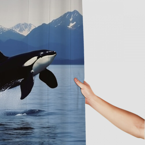 Abstract Mountain Shower Curtain – Waterproof Polyester, 2