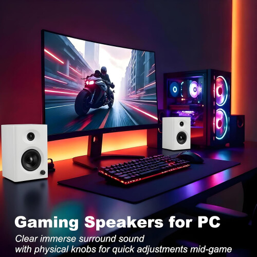 Ηχεία Bluetooth Surround 60W με μπάσα, Συμπαγή ενεργά ηχεία βιβλιοθήκης για επιτραπέζιο 1