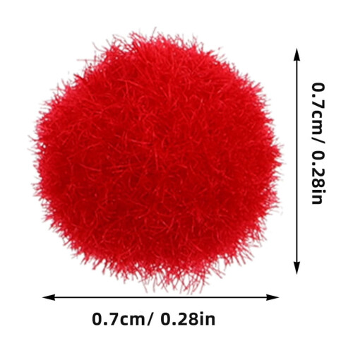 Bolinhas de feltro, pompons pequenos, poliéster vermelho, 100 unidades, 0,27 x 0,27 x 0,27 polegadas 1