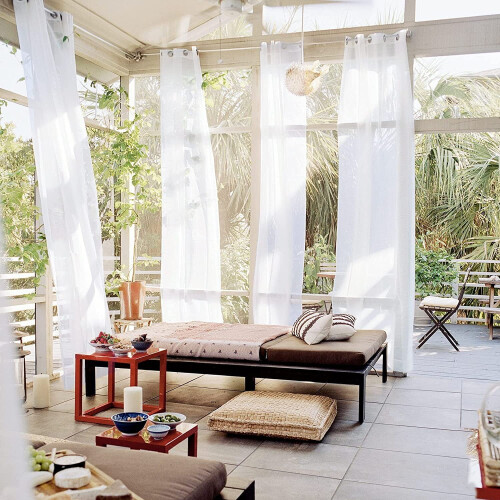 White Outdoor Sheer Curtain with Rustproof Grommets 52 x 1