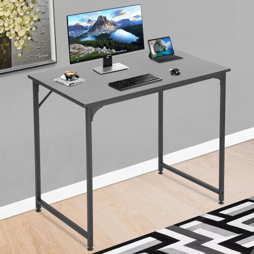 Mesa de computador preta de 35 polegadas com estrutura de metal. 1