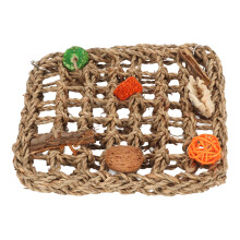 Vogel-Futterwandspielzeug – Seegras-Kletternetz mit Kaubärchen, S 19x19cm