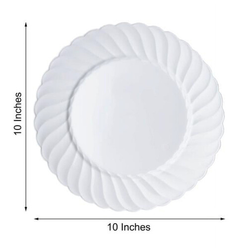 10 x 10" White Round Disposable Plastic Plates 2
